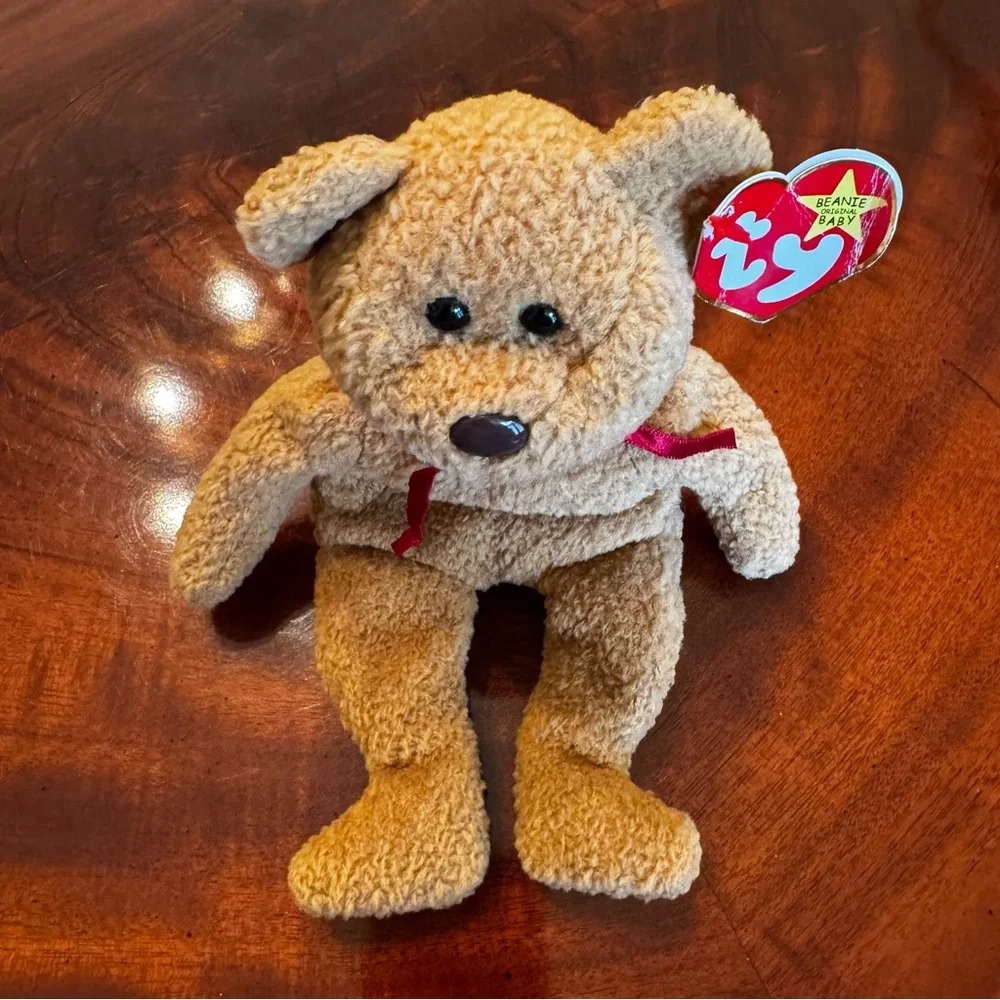 Vintage Ty Beanie Baby Curly Bear PE Pellets 5th Gen Tags